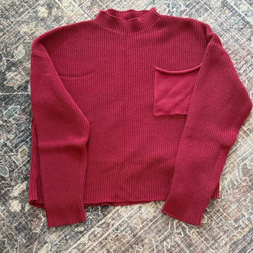 PrettyGarden Burgundy Turtleneck Sweater 100% Cotton